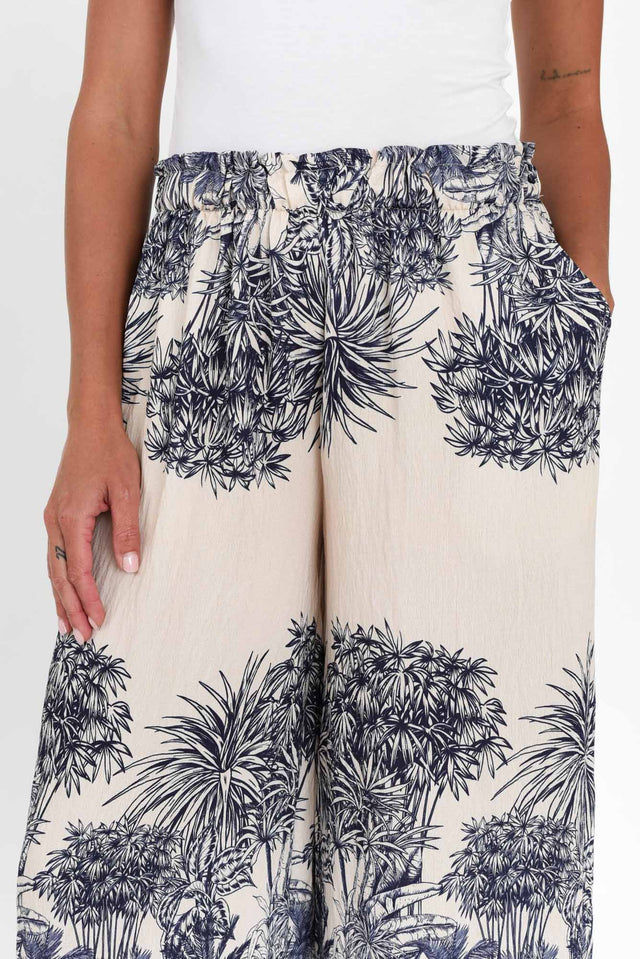 Carson Navy Jungle Ruched Pants