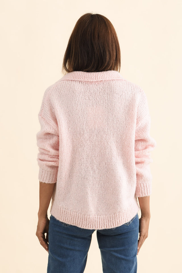 Carson Pink Collared Knit Jumper,Brunette model,alt text|model:Cara image 6