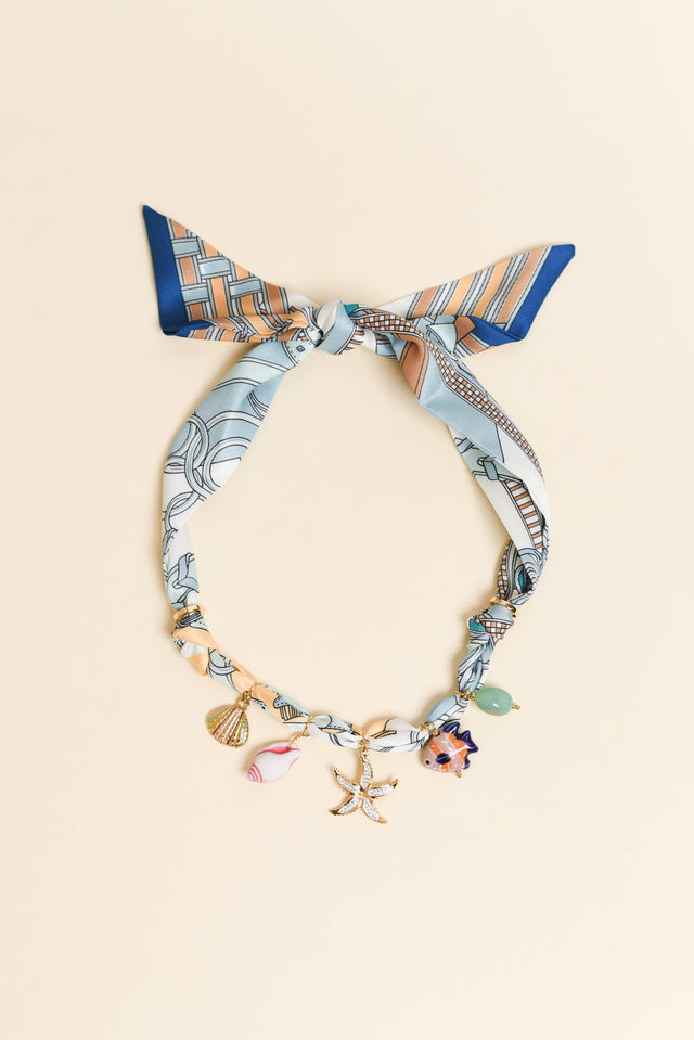 Carti Blue Shell Fabric Necklace