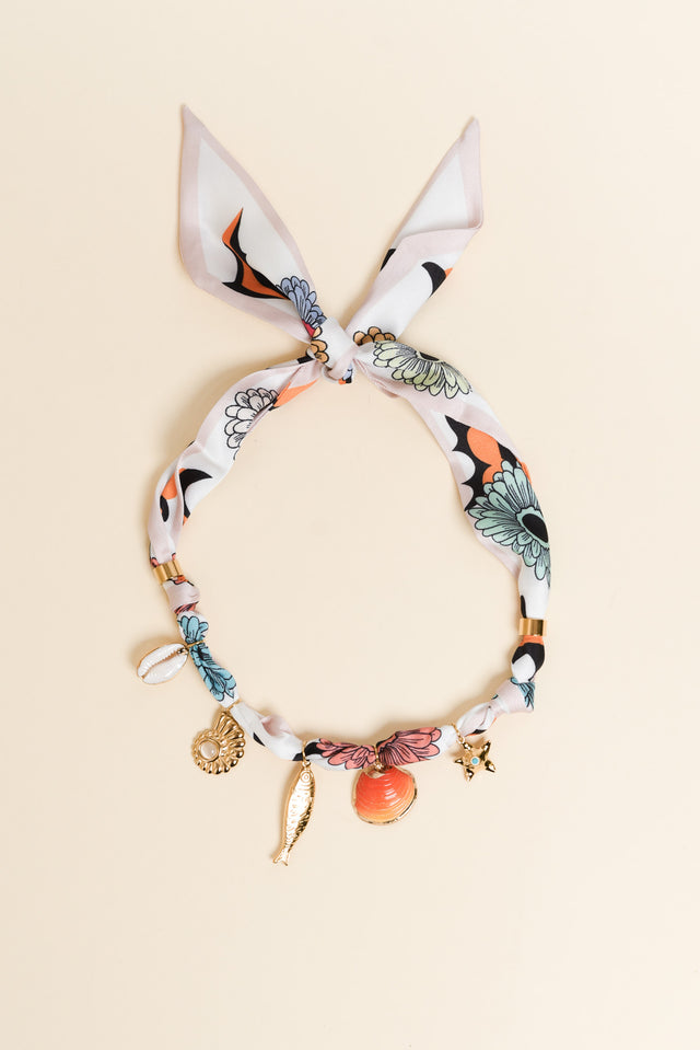 Carti Pink Shell Fabric Necklace