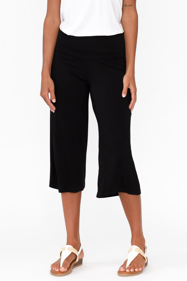 Cassie Black Bamboo Cropped Pants