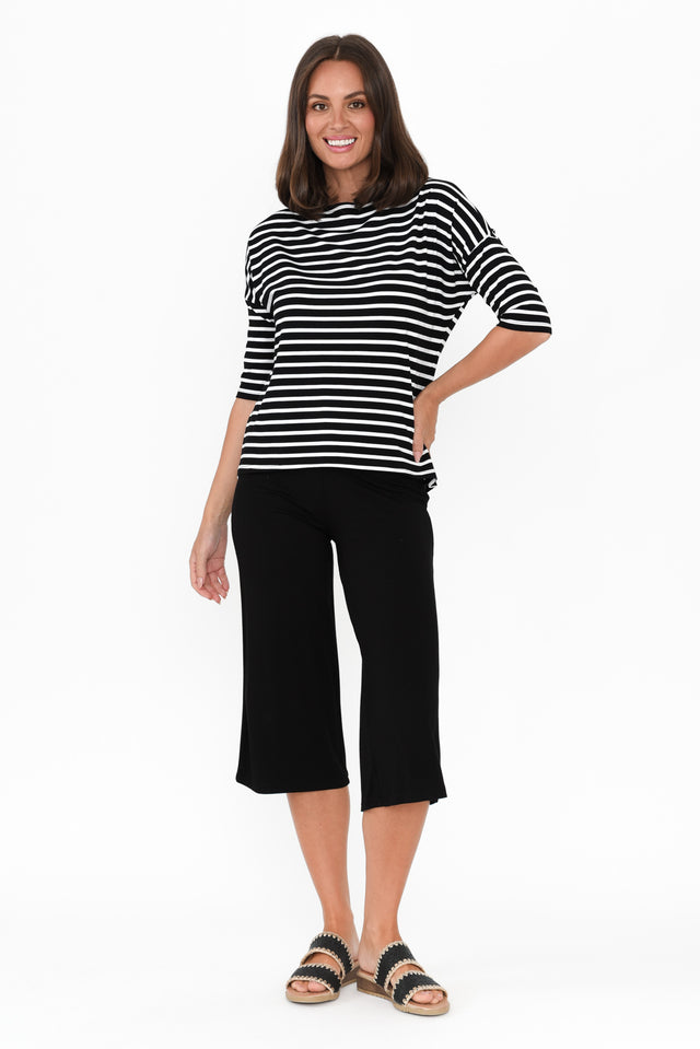 Cassie Black Bamboo Cropped Pants