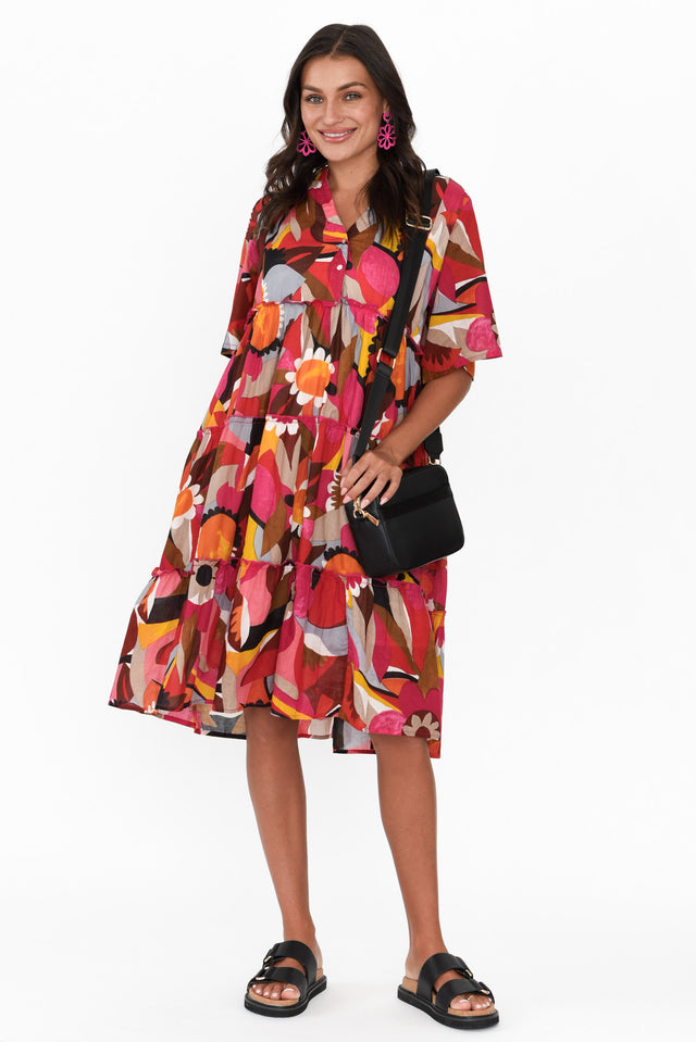 Castaway Pink Abstract Cotton Dress image 3
