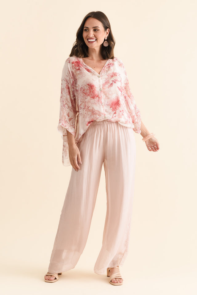 Cathleen Pink Floral Silk Blouse banner image