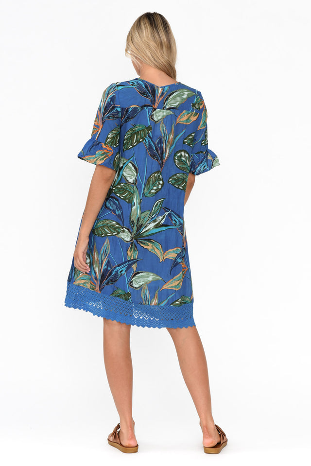 Cayman Blue Leaf Cotton Tunic Dress image 5
