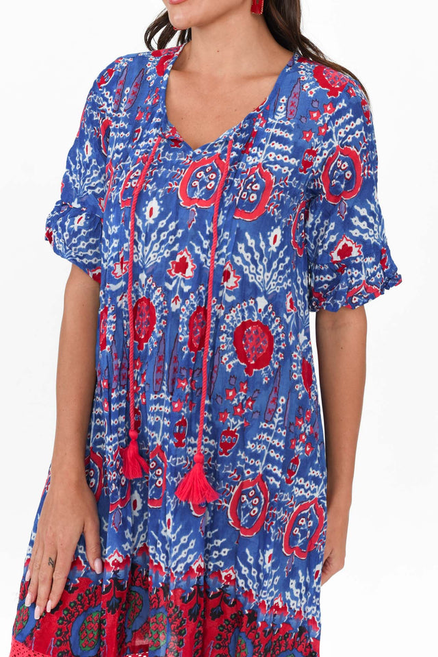 Cayman Blue Motif Cotton Tunic Dress image 6