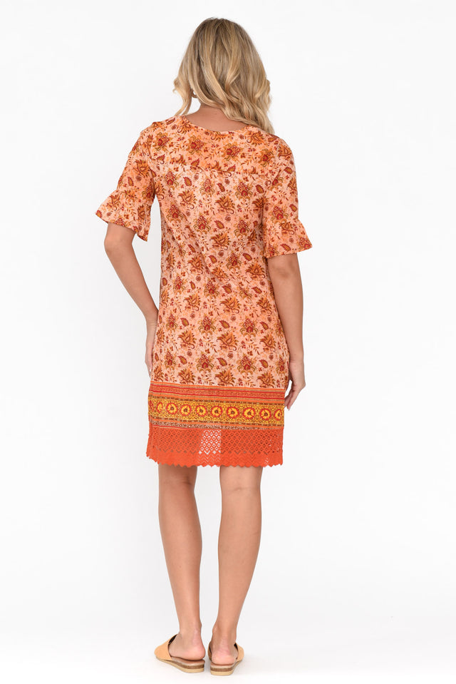 Cayman Orange Bohemian Cotton Tunic Dress