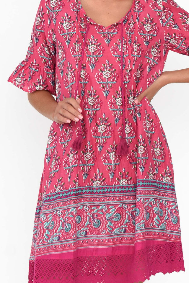 Cayman Pink Abstract Cotton Tunic Dress image 6