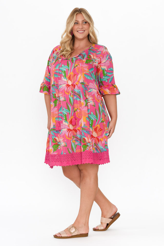 Cayman Pink Hawaiian Cotton Tunic Dress image 9