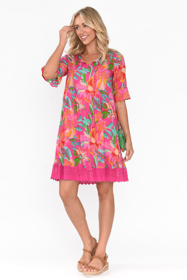 Cayman Pink Hawaiian Cotton Tunic Dress image 1