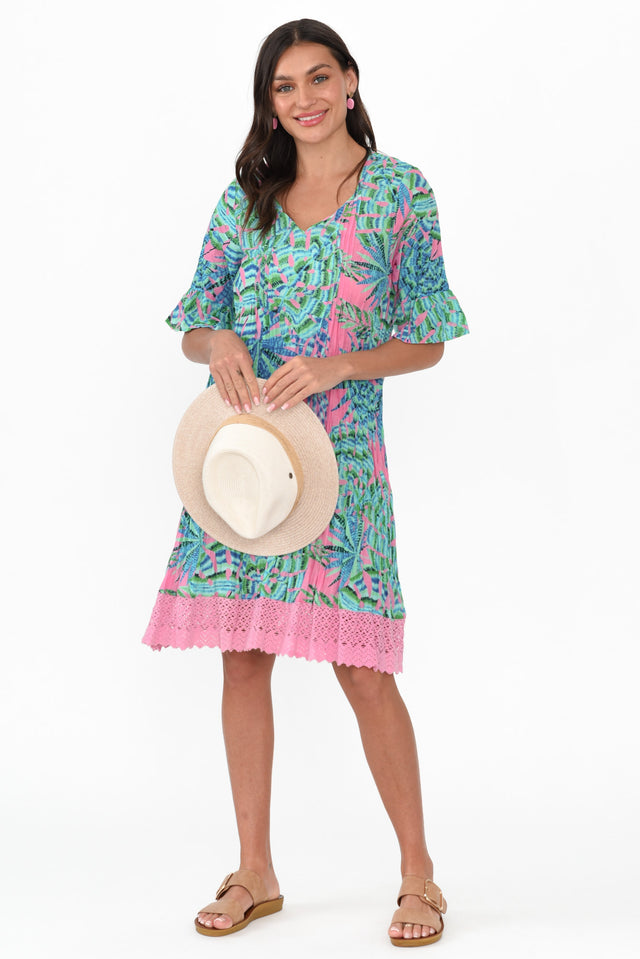 Cayman Pink Tropical Cotton Tunic Dress image 3