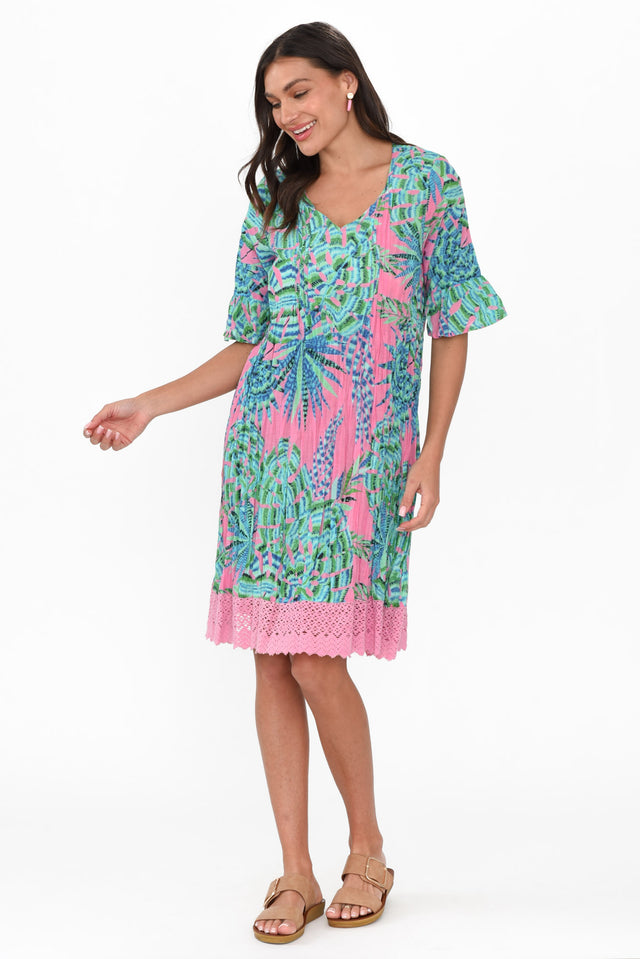 Cayman Pink Tropical Cotton Tunic Dress image 7