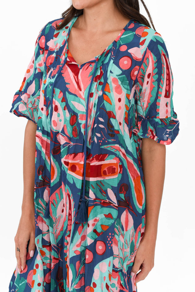 Cayman Teal Garden Cotton Tunic Dress image 6