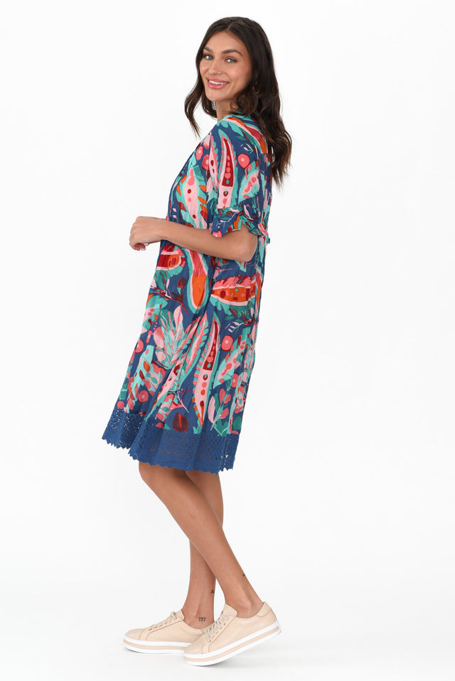 Cayman Teal Garden Cotton Tunic Dress image 4