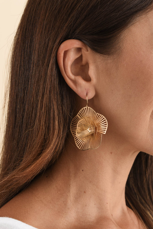 Caz Gold Flower Drop Earrings