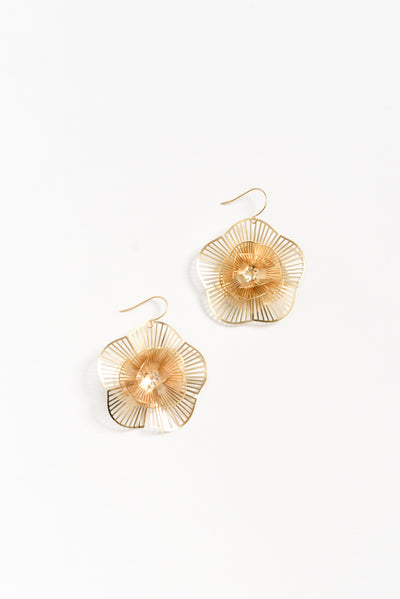 Caz Gold Flower Drop Earrings