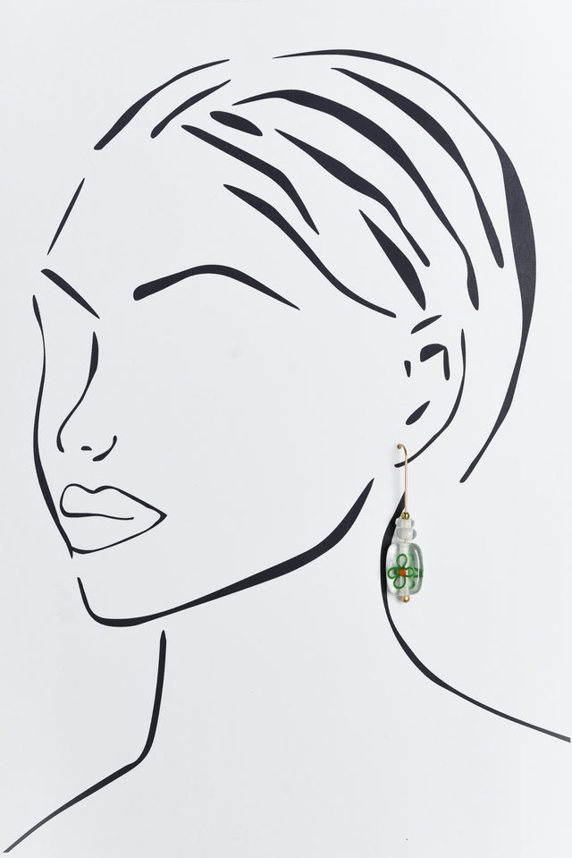 Celia Green Flower Glass Hook Earrings image 2