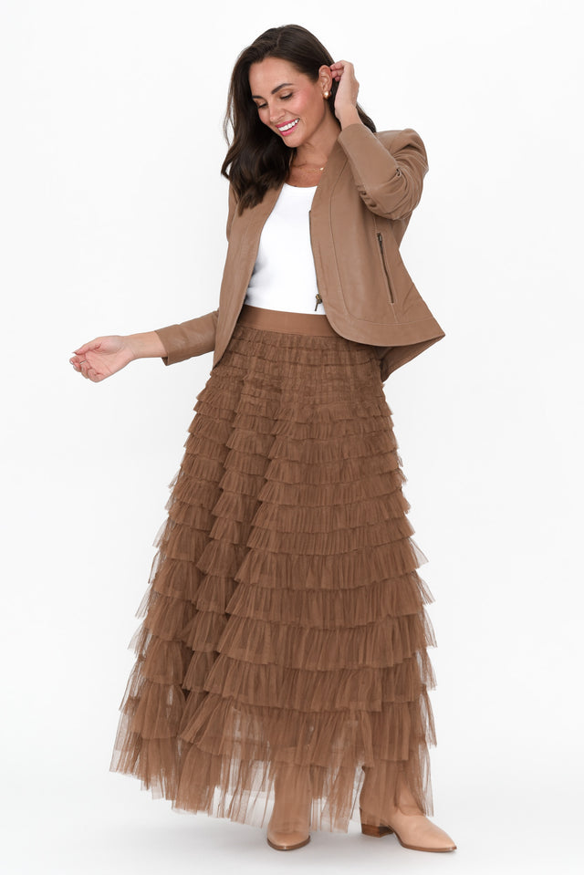 Chance Brown Tulle Maxi Skirt