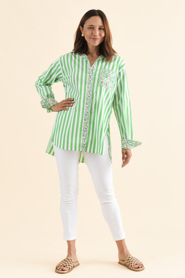 Charleston Green Floral Stripe Cotton Shirt image 6