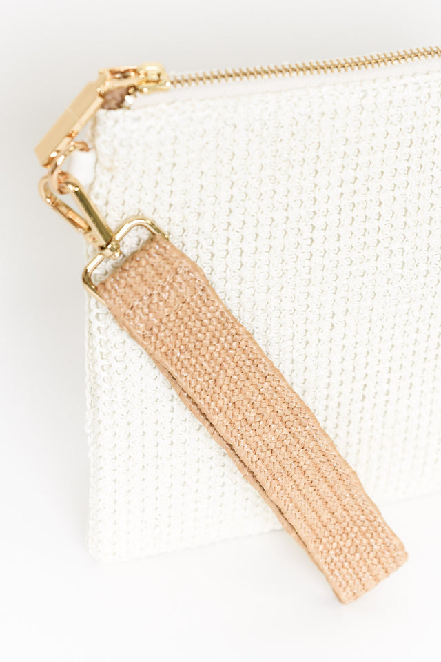 Charley White Woven Tassel Pouch
