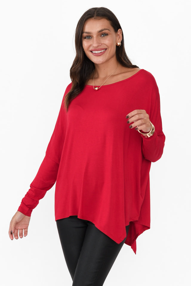 Cherry Bamboo Relaxed Boatneck Top neckline_Boat  alt text|model:Brontie;wearing:S
