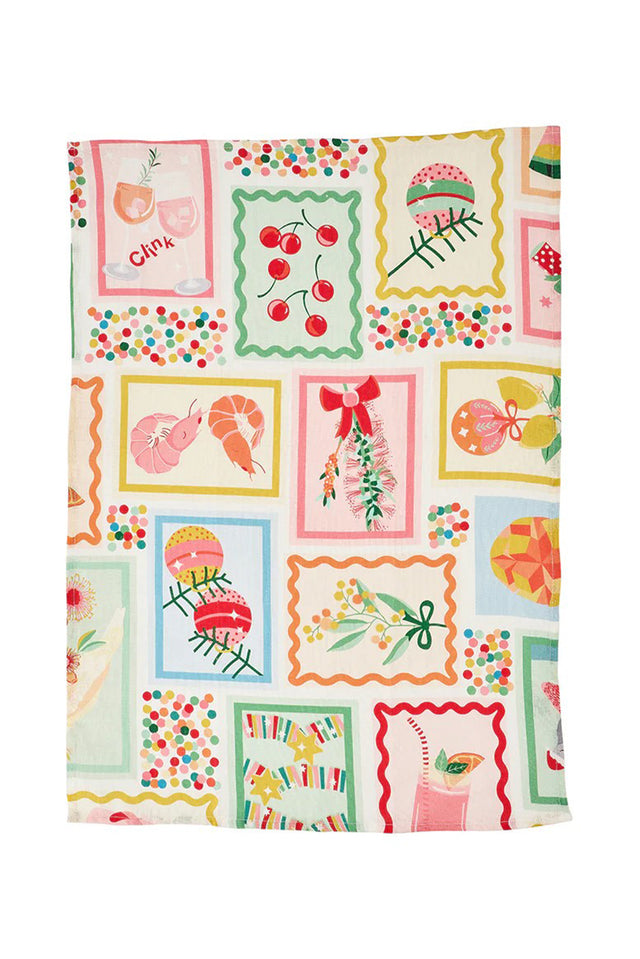 Christmas Holiday Linen Tea Towel