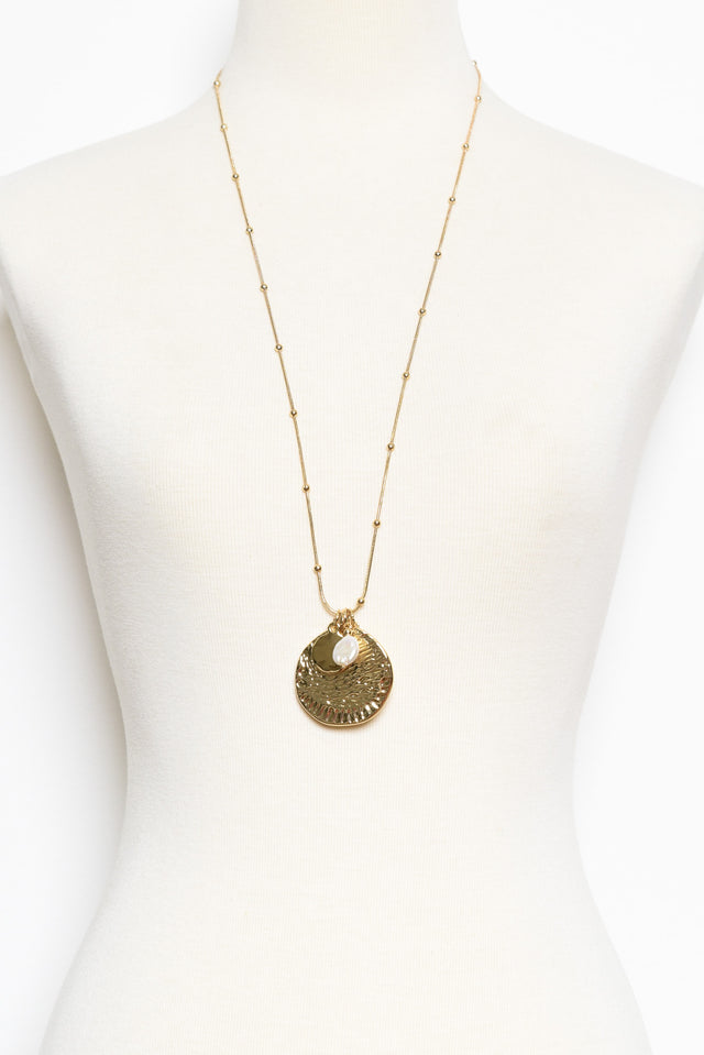 Clarin Gold Pearl Textured Necklace