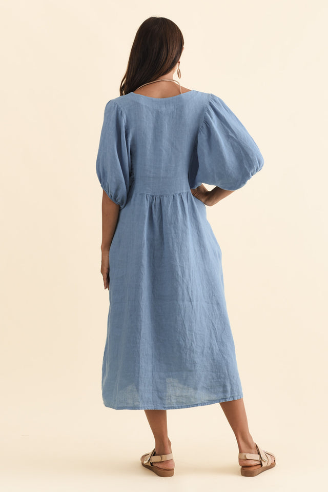 Claudine Steel Linen Pocket Dress,Brunette model,alt text|model:Cara image 5