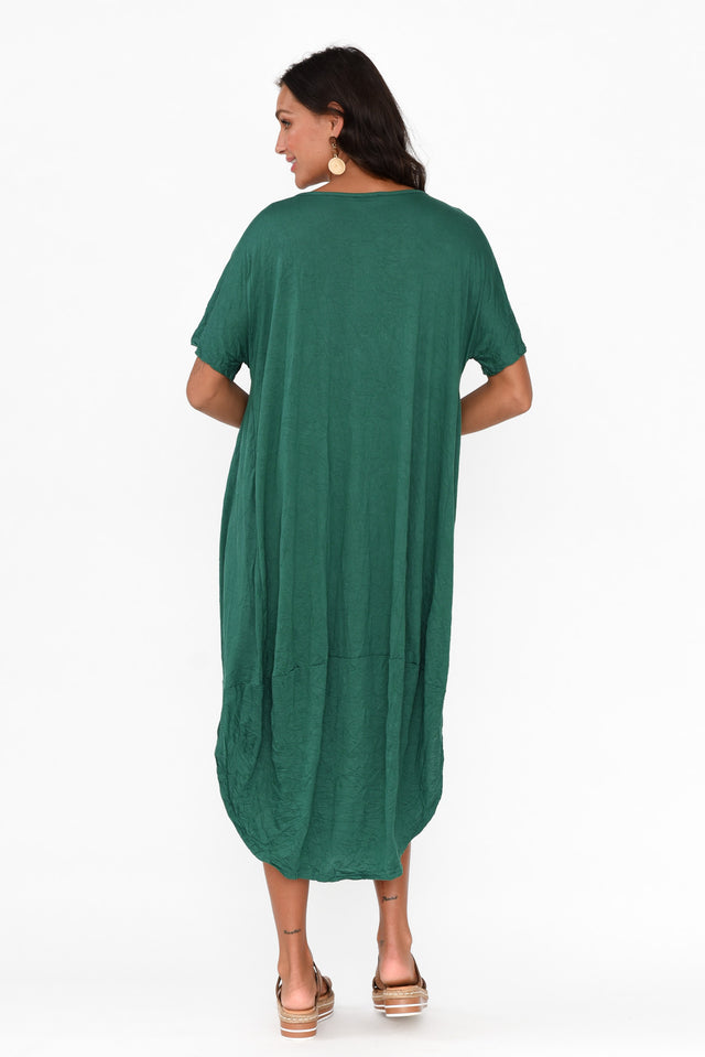 Clemmie Emerald Crinkle Cotton Dress image 4