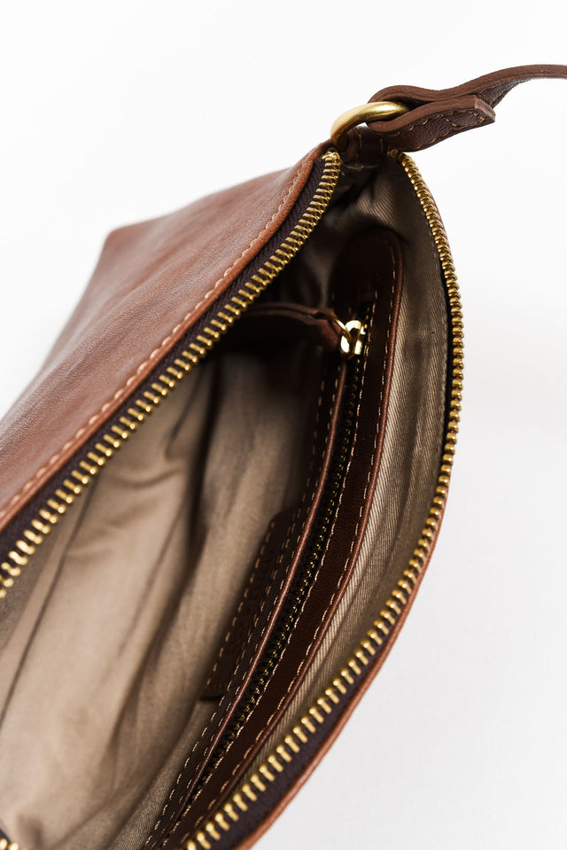 Cleo Cognac Leather Crossbody Bag