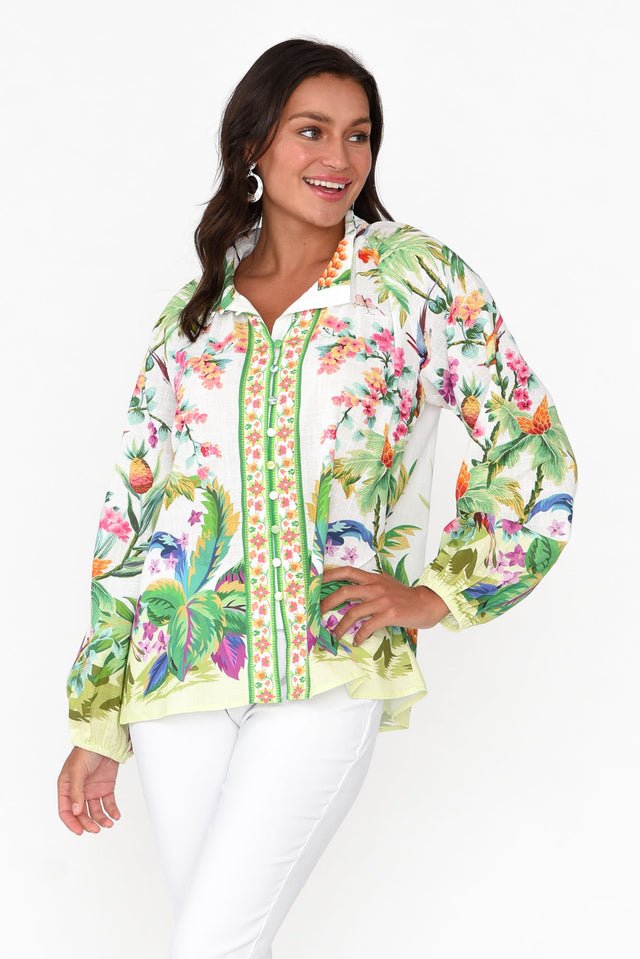 Cobana Green Tropical Cotton Shirt image 2