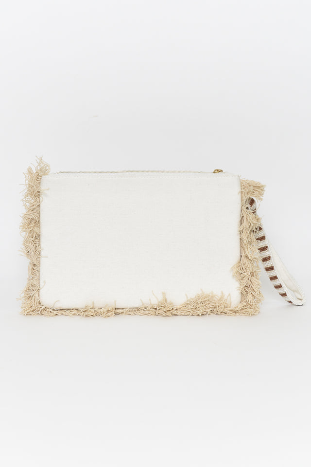 Coby Natural Beaded Fringe Clutch image 4