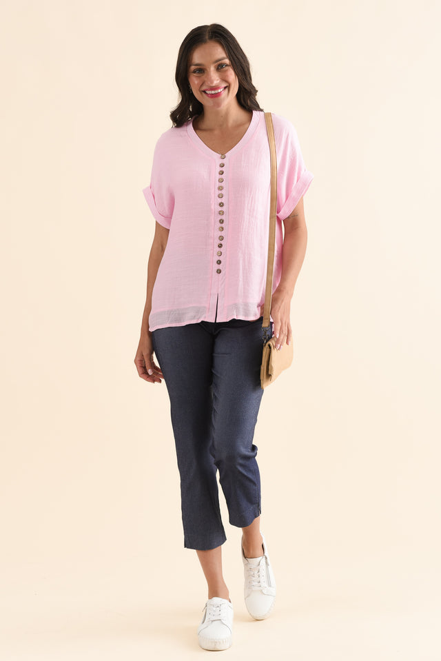 Cody Blue Denim Stretch Capri Pants,Full Body,Brunette model,alt text|model:Brontie image 6