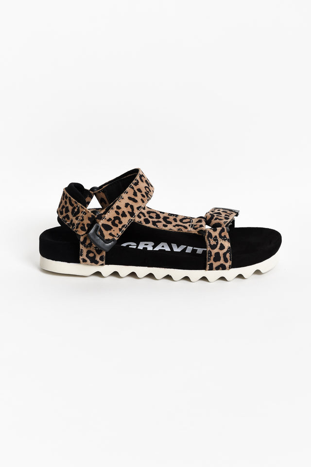 Cohen Brown Leopard Leather Velcro Sandal