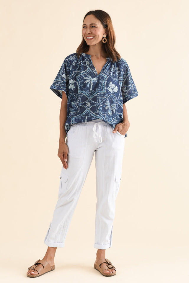 Colette White Cargo Pants,Full Body,Brunette model,alt text|model:Cara image 8