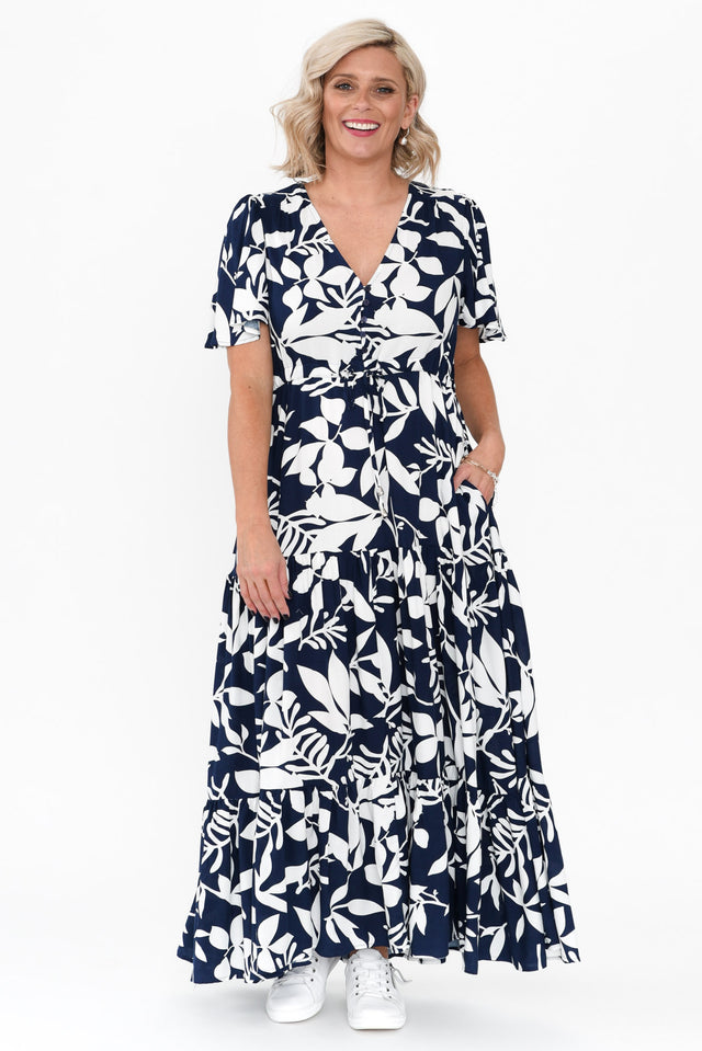 Cooper Navy Floral Tier Dress