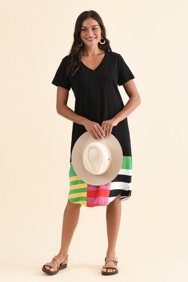 Copacabana Black Tonal Cotton Dress,Front,Brunette model,alt text|model:Brontie image 1