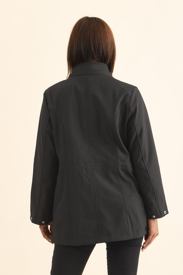 Cora Black Zip Jacket,Brunette model,alt text|model:Cara image 5