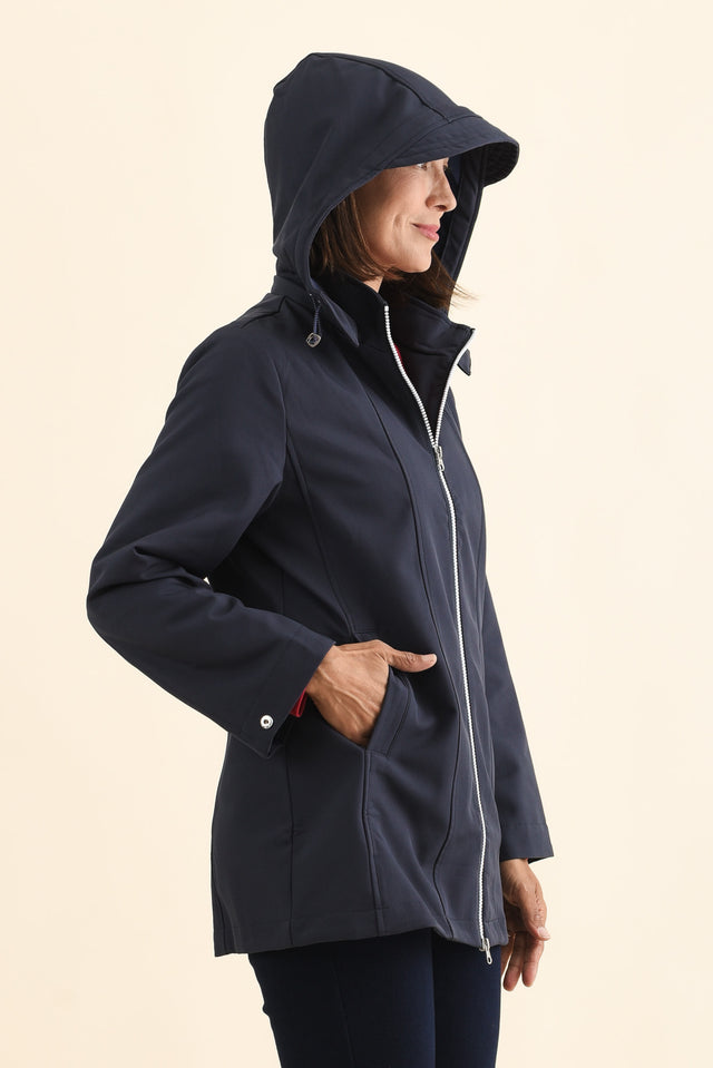 Cora Navy Zip Jacket,Brunette model,alt text|model:Cara image 4