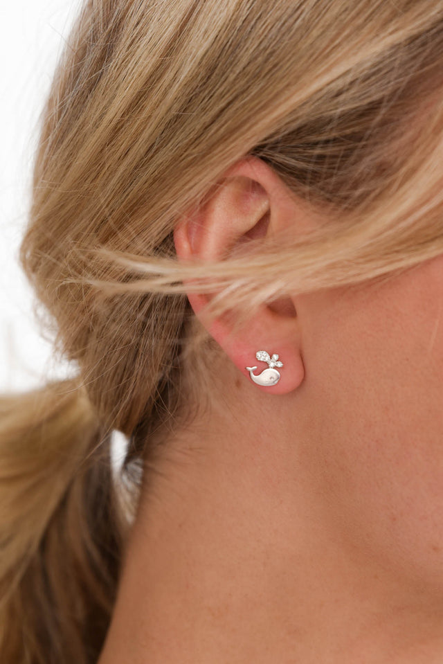 Cori Silver Whale Stud Earrings