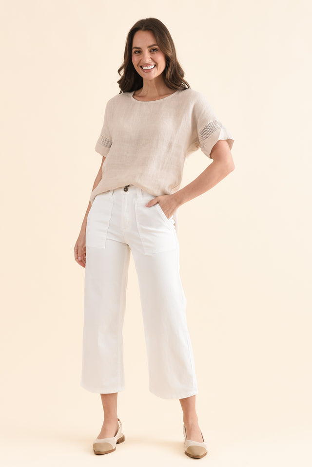 Sheridan White Cropped Jeans,Full Body,Brunette model,alt text|model:MJ image 2
