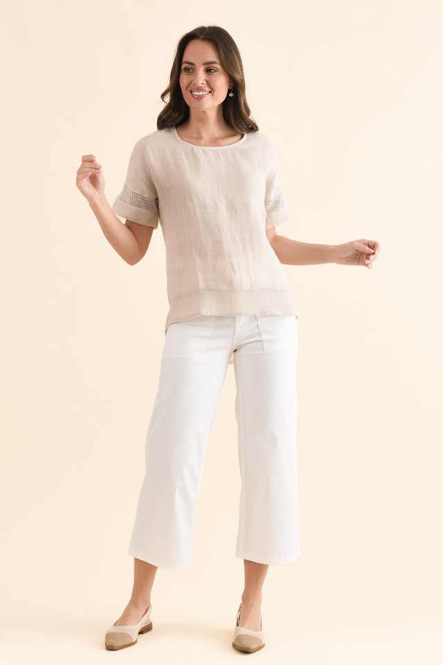 Sheridan White Cropped Jeans,Full Body,Brunette model,alt text|model:MJ image 6