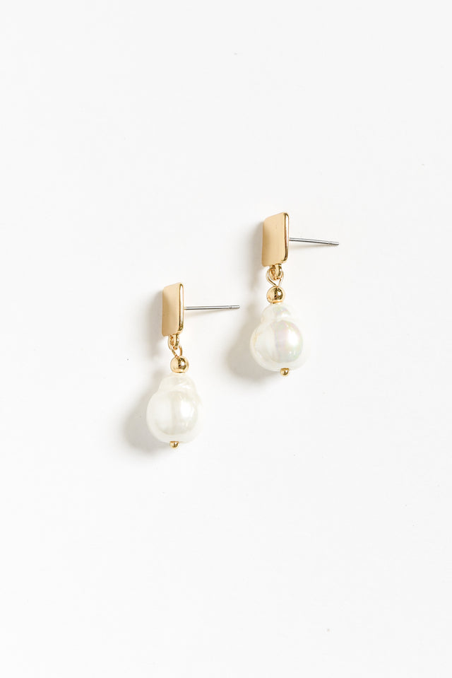 Corrie Gold Pearl Drop Earrings image 1