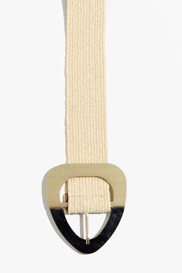 Corten Beige Contrast Buckle Woven Belt