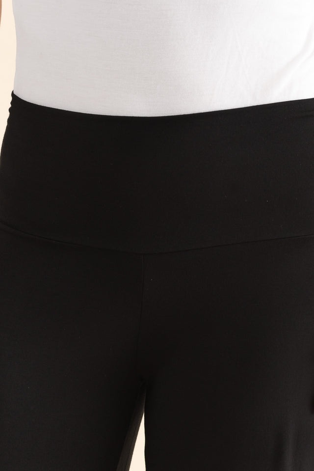 Cory Black Bamboo Wide Leg Pants,Detail,Brunette model,alt text|model:MJ image 7