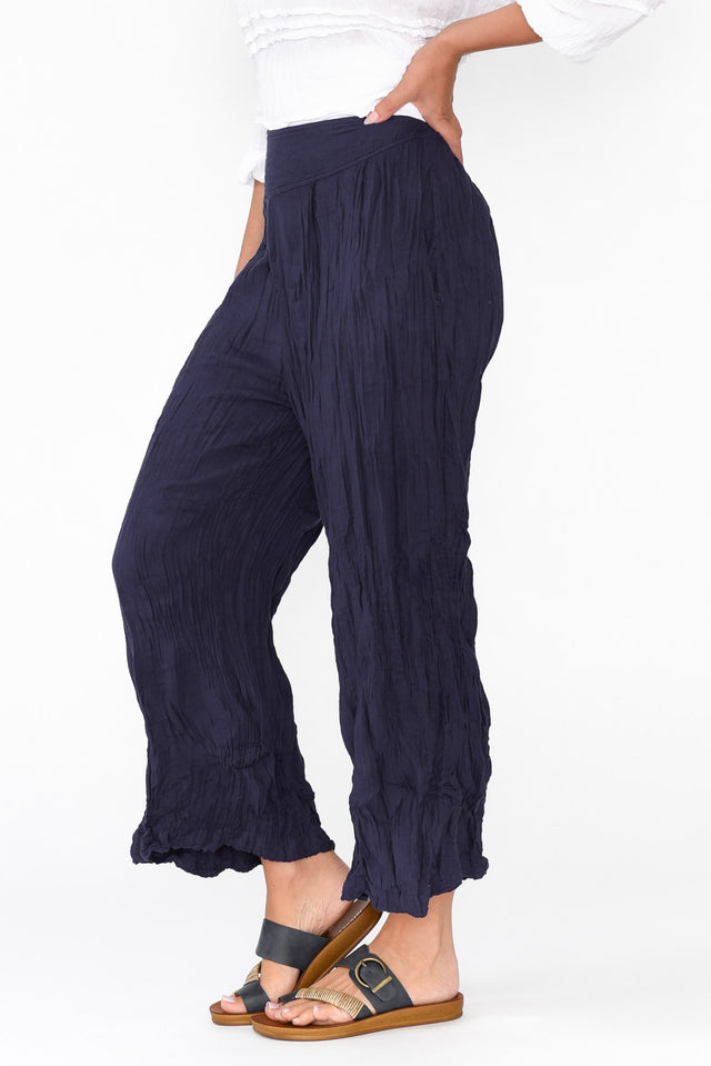Costello Navy Crinkle Cotton Pants image 4