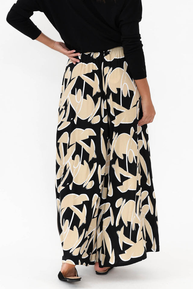 Cotswold Black Abstract Wide Leg Pants