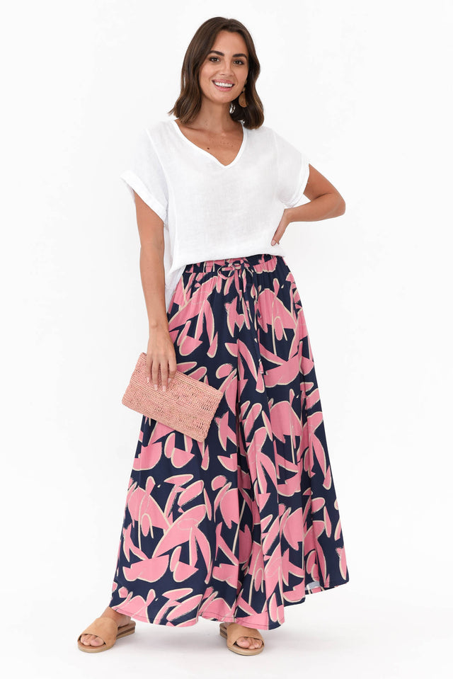 Cotswold Navy Abstract Wide Leg Pants image 3