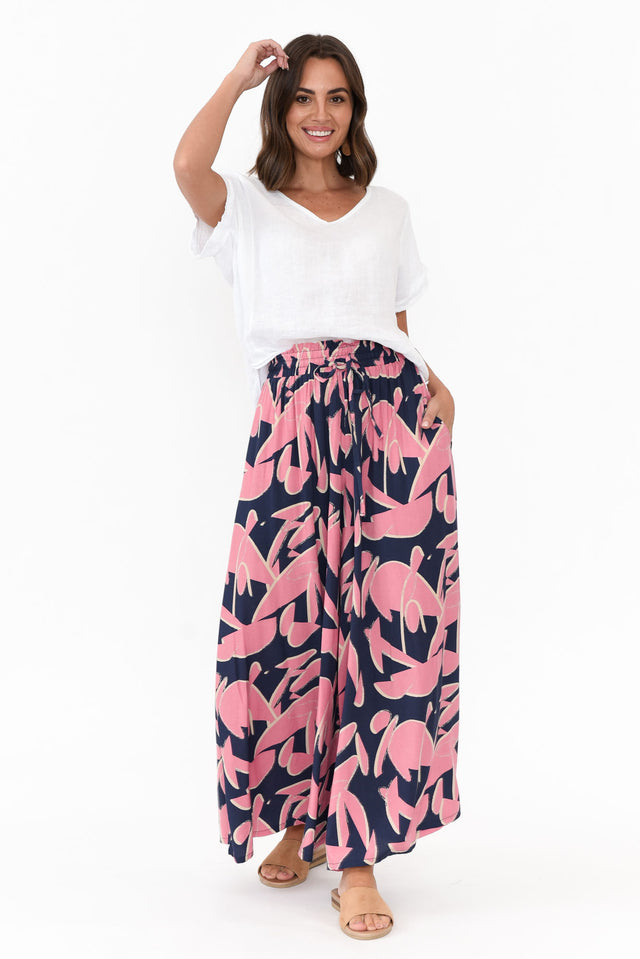 Cotswold Navy Abstract Wide Leg Pants image 7
