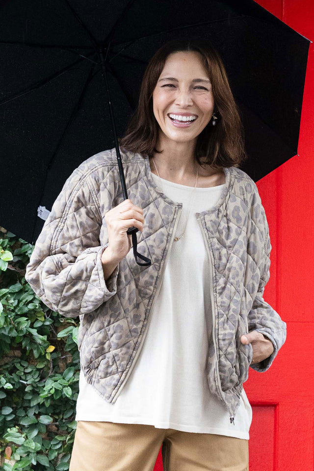 Courtney Tan Leopard Bomber Jacket